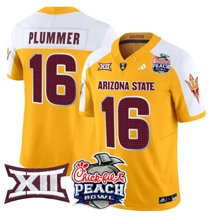 Jake Plummer Jersey #16 Arizona State Sun Devils 2025 Peach Bowl Gold Alternate by My Store