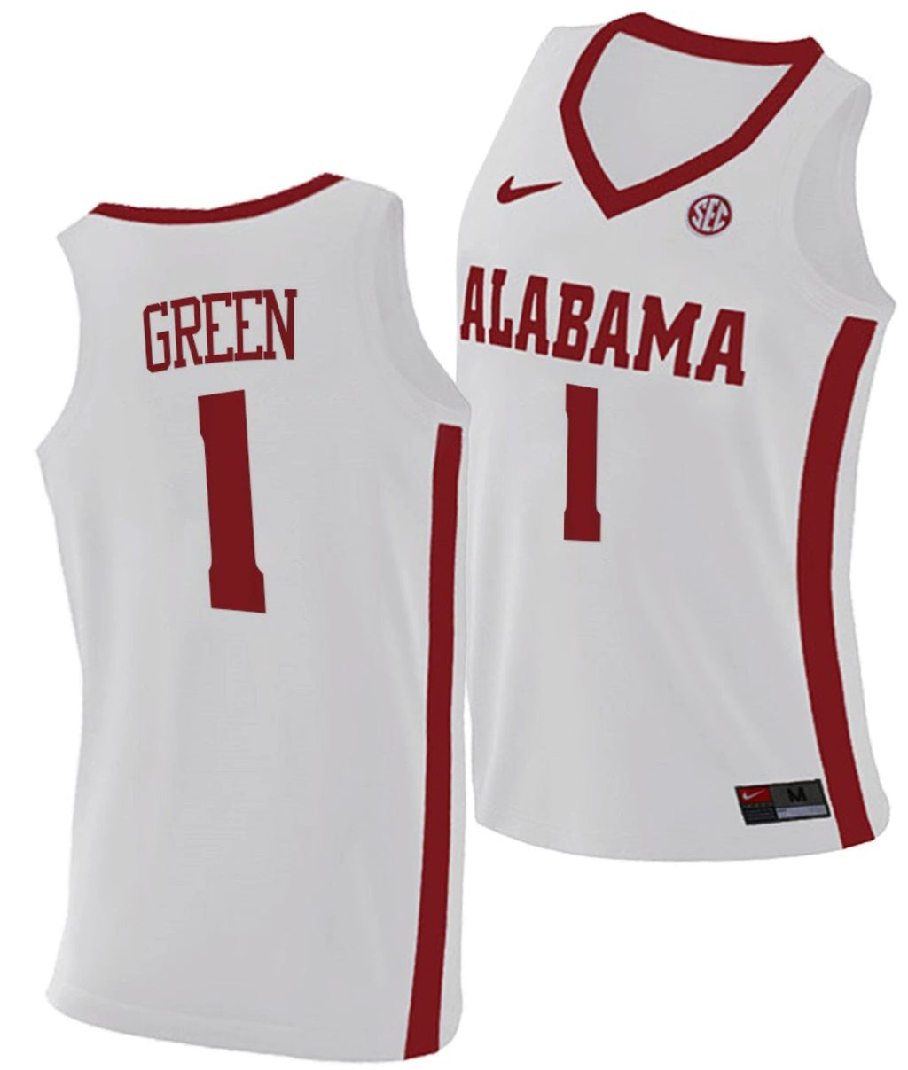 JaMychal Green Jersey Alabama Crimson Tide College Basketball Replica White #1 by My store basketball