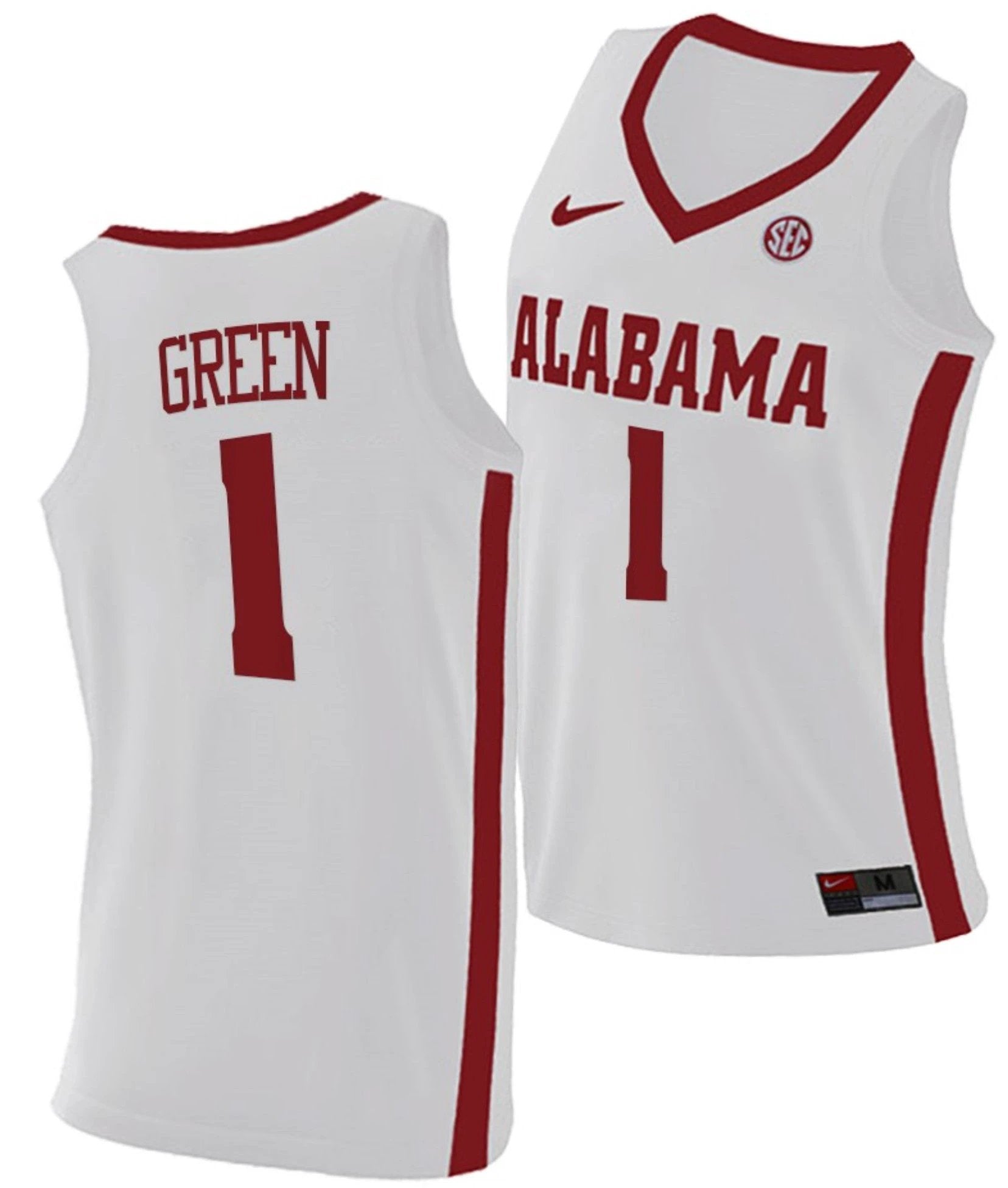 JaMychal Green Jersey Alabama Crimson Tide College Basketball Replica White #1 by My store basketball