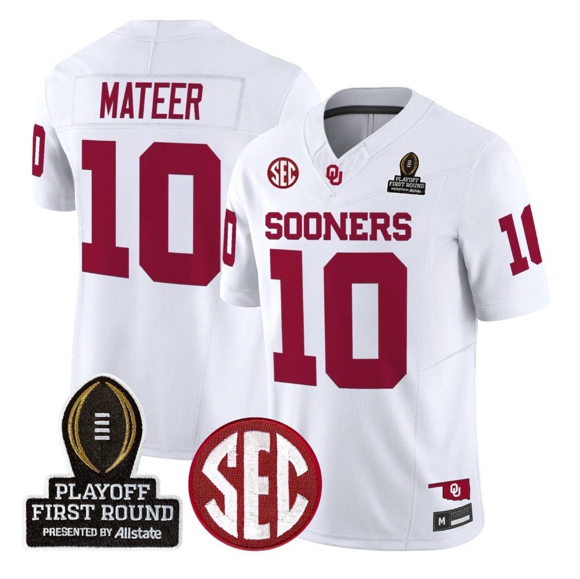 John Mateer Jersey #10 Oklahoma Sooners 2025 Playoff First Round Stitched by My Store NCAA Football Jerseys