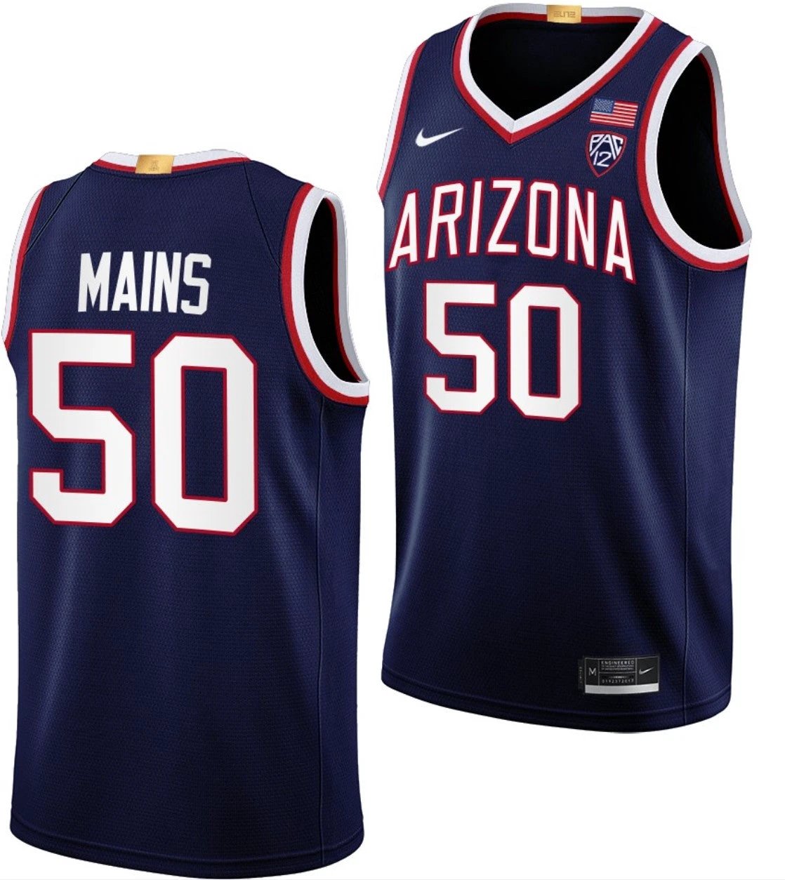 Jordan Mains Jersey Arizona Wildcats College Basketball #50 by My store basketball