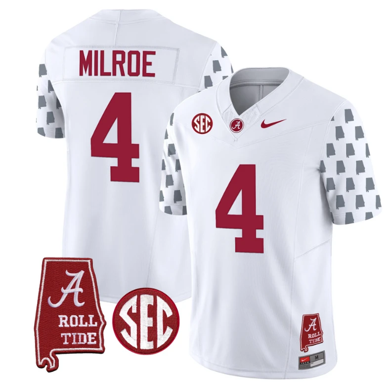 Jalen Milroe Jersey #4 Alabama Crimson Tide Vapor College Football Limited Stitched White by My Store