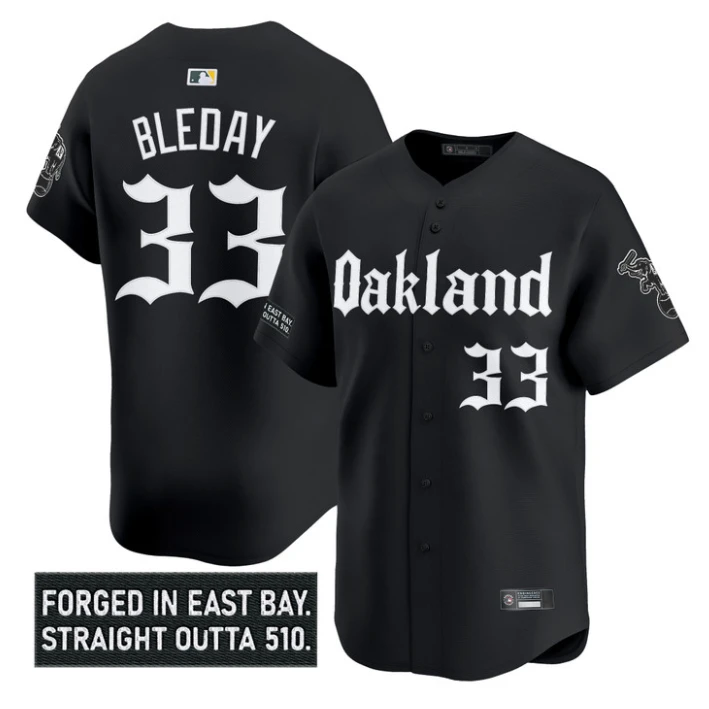 JJ Bleday Jersey #33 Oakland Athletics Gothic East Bay Edition Stitched Black by My Store