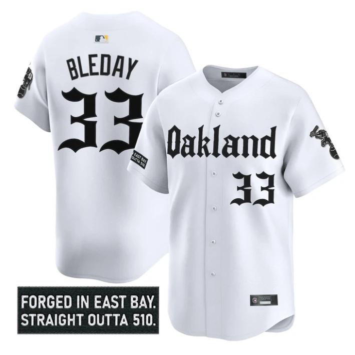 JJ Bleday Jersey #33 Oakland Athletics Gothic East Bay Edition Stitched White by My Store