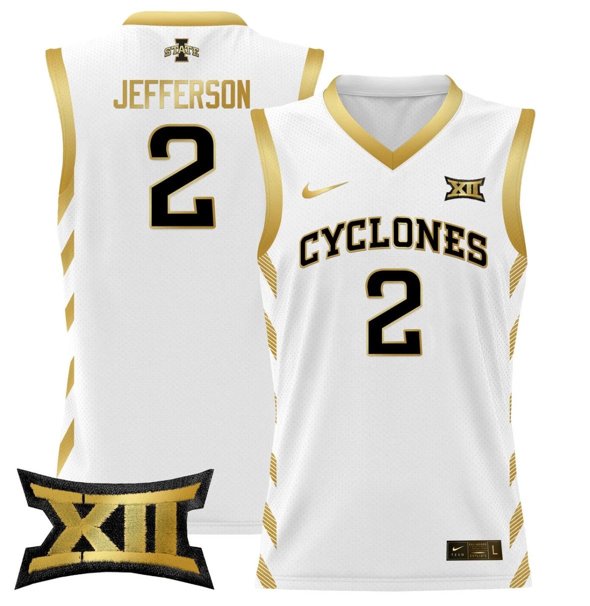 Joshua Jefferson Jersey #2 Iowa State 2024 Lightweight Basketball White Gold by My store basketball