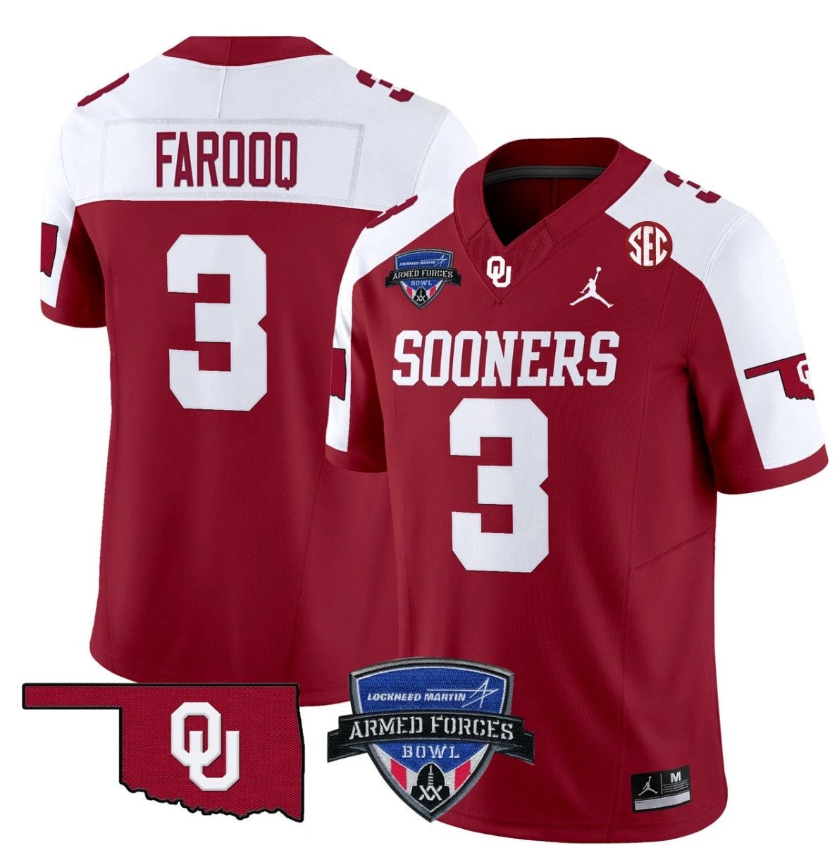 Jalil Farooq Jersey #3 Oklahoma Sooners 2025 Armed Forces Bowl Patch Alternate by My Store