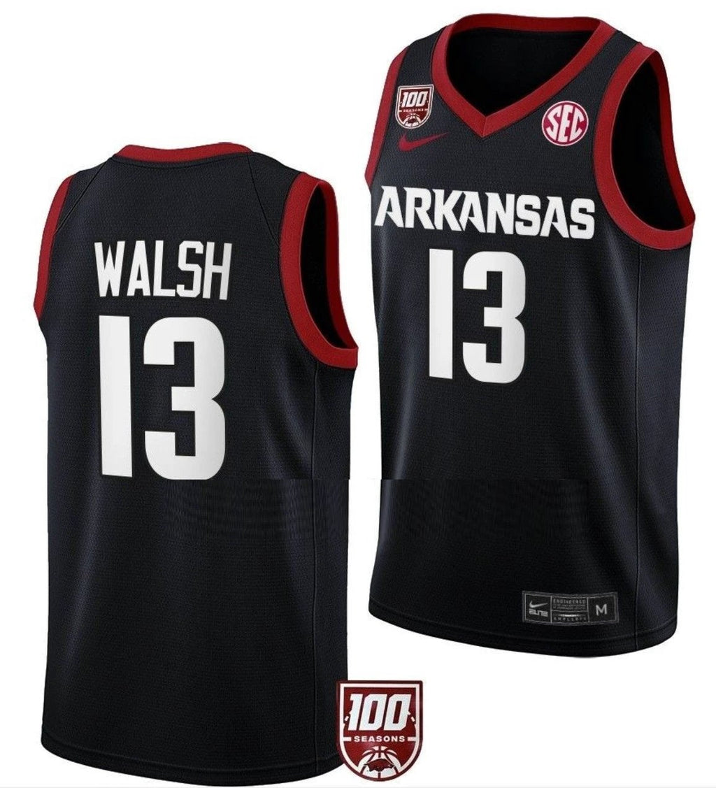 Jordan Walsh Jersey Arkansas Razorbacks College Basketball 100 Season #13 by My store basketball