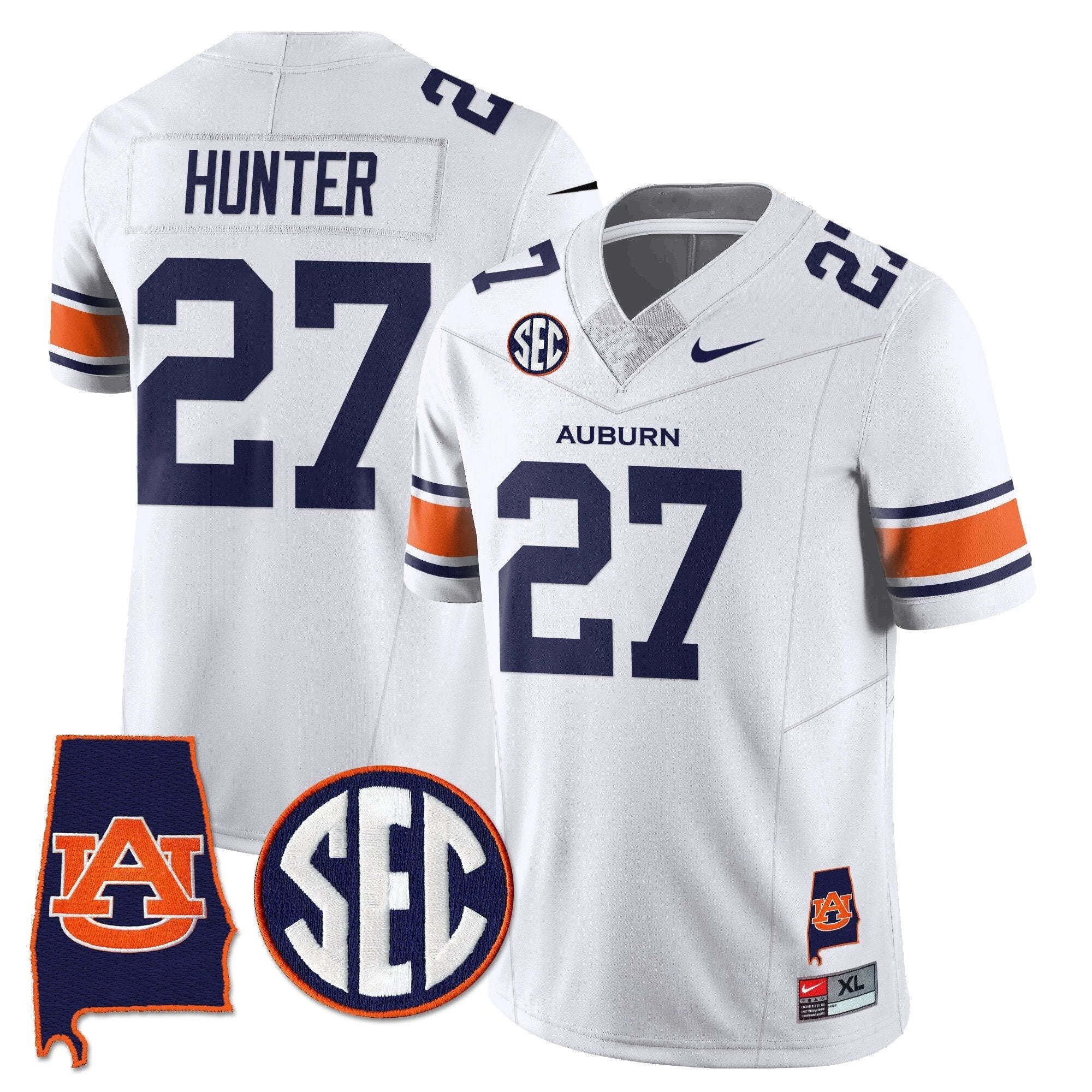 Jarquez Hunter Jersey #27 Auburn Tigers Alabama Patch Vapor Stitched White by My Store NCAA Football Jerseys