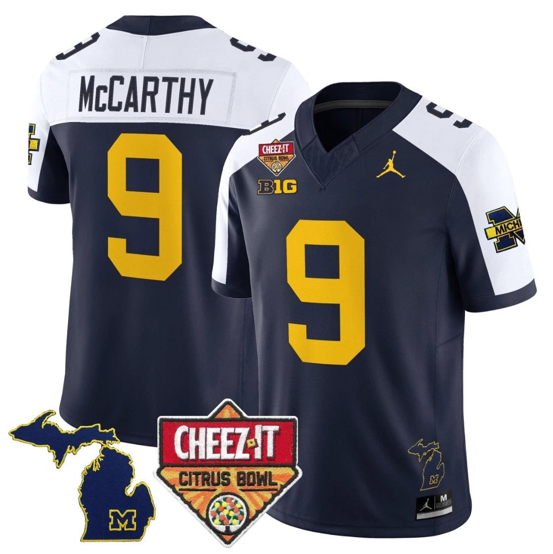 J.J. McCarthy Jersey #9 Michigan Wolverines 2025 Cheez-It Citrus Bowl by My Store NCAA Football Jerseys