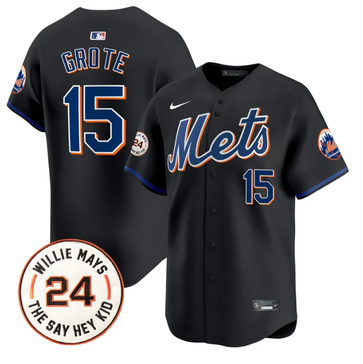 Jerry Grote Jersey #15 Mets Willie Mays Patch Vapor Premier Limited Stitched New York Gold by My Store