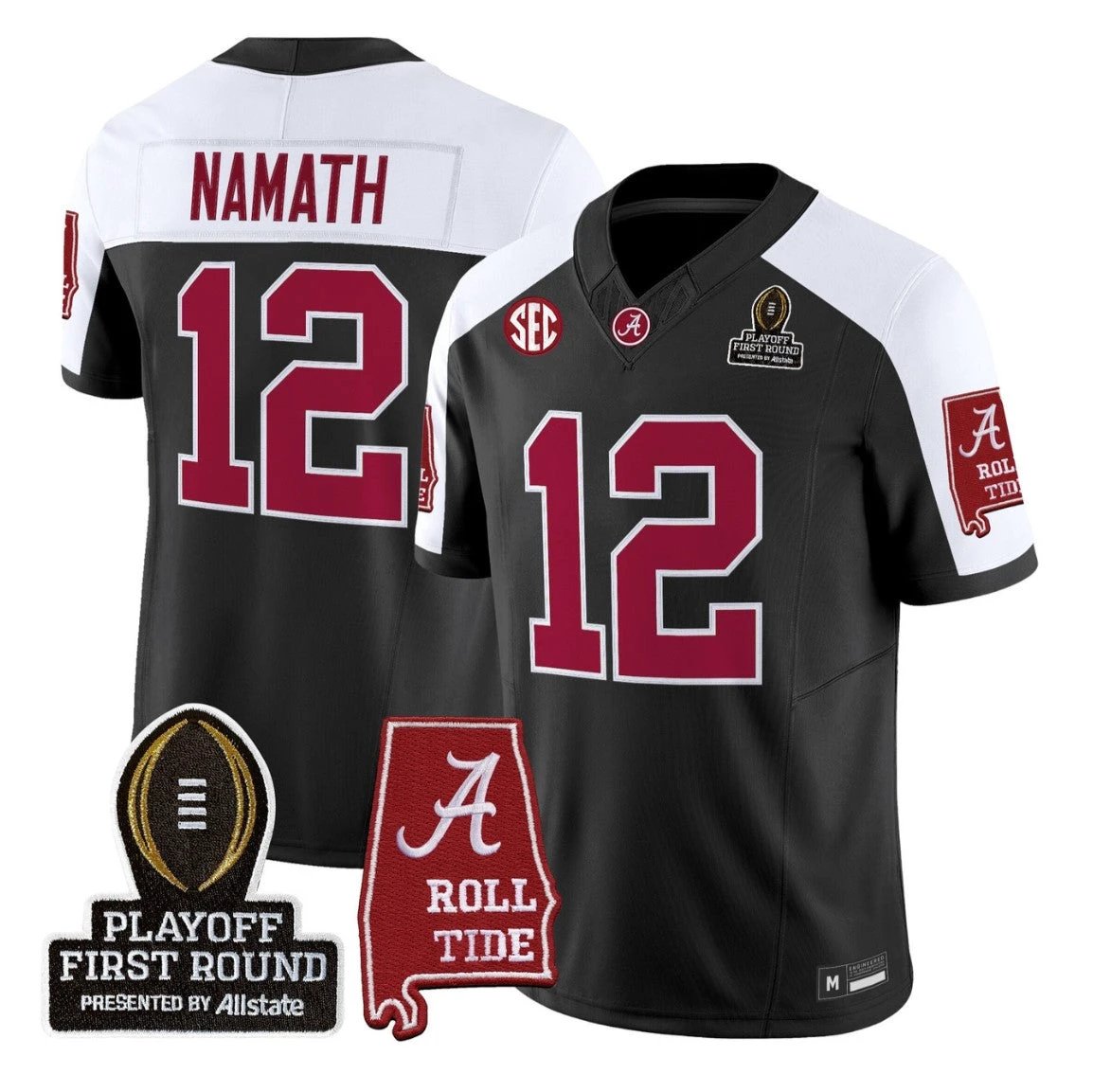 Joe Namath Jersey #12 Alabama Crimson 2025 Playoff First Round Stitched by My Store NCAA Football Jerseys