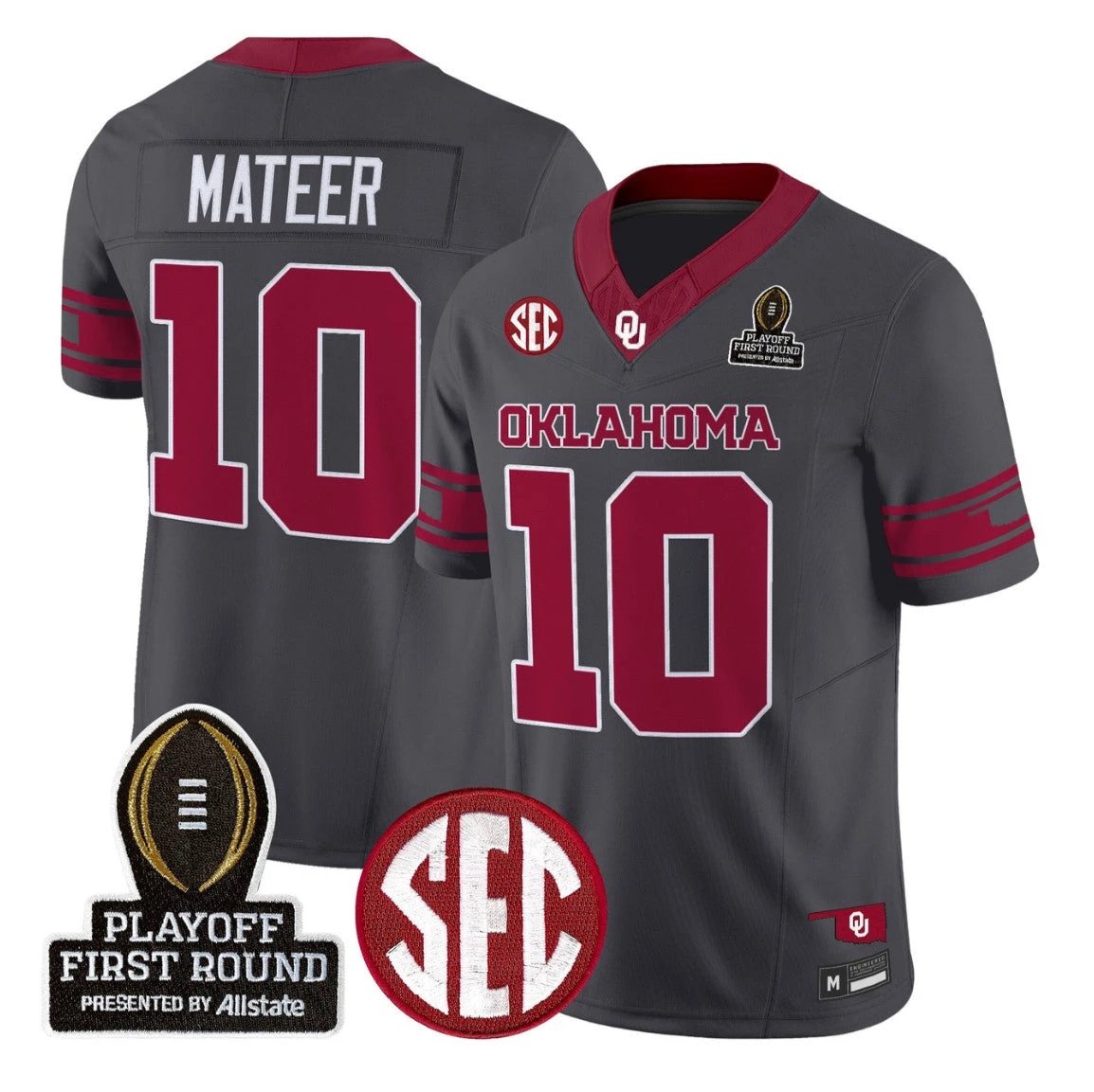 John Mateer Jersey #10 Oklahoma Sooners 2025 Playoff First Round Stitched by My Store NCAA Football Jerseys