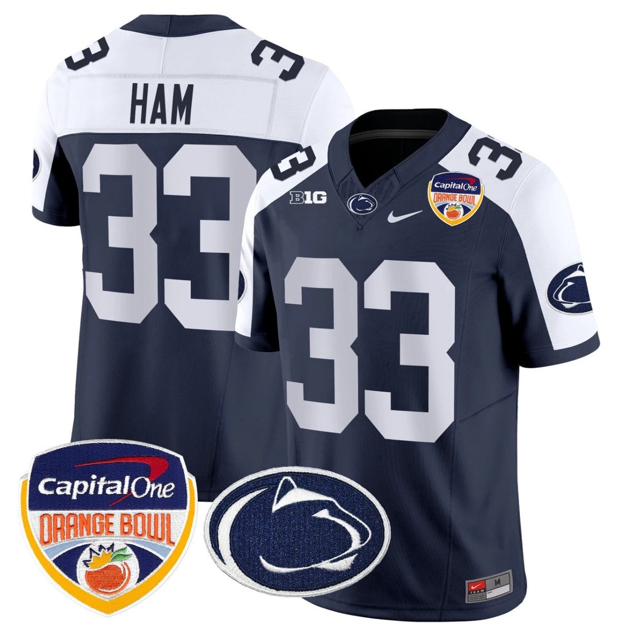 Jack Ham Jersey #33 Penn State Orange Bowl Patch Stitched Navy Alternate by NCAA Football Jersey