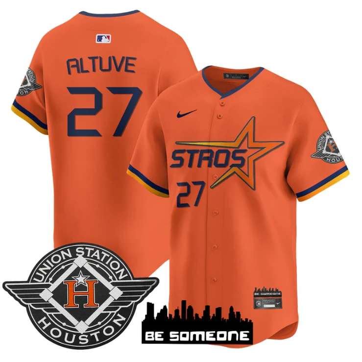 José Altuve Jersey #27 Houston Astros 2025 City Connect Vapor Premier Limited Stitched Orange by My Store