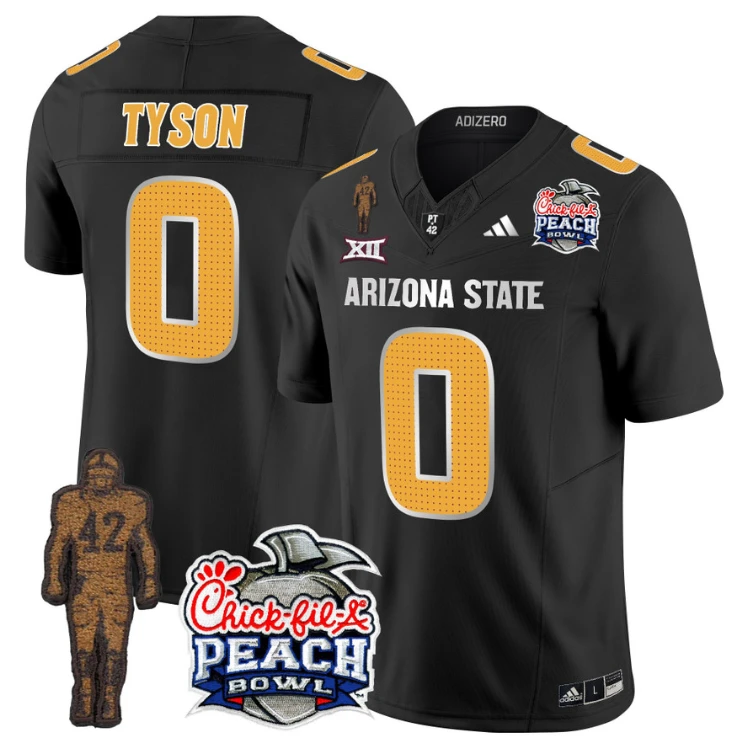 Jordyn Tyson Jersey #0 Arizona State Peach Bowl Patch Football V2 Black by My Store