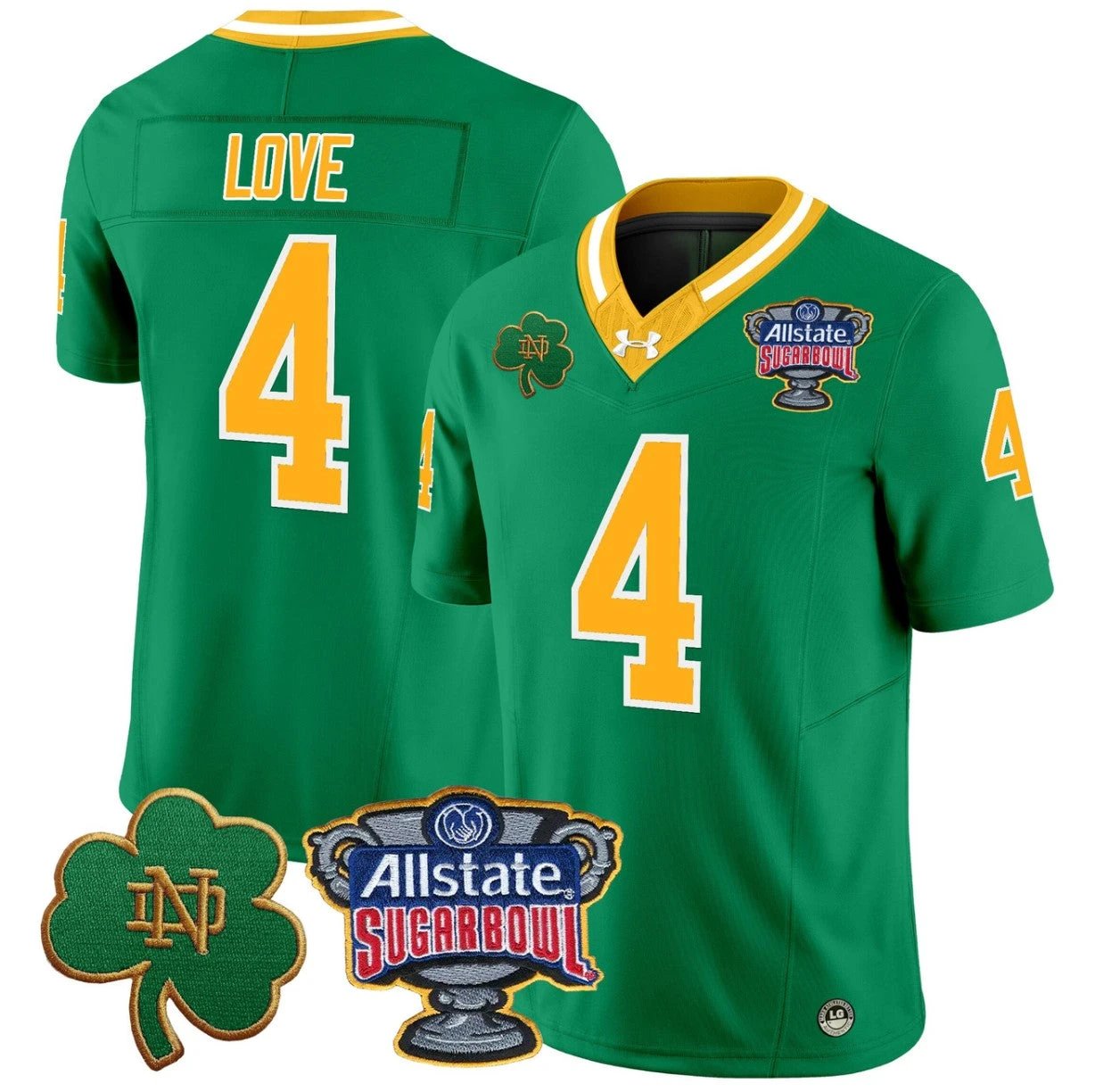 Jeremiyah Love Jersey #4 Notre Dame 2024 Sugar Bowl Patch V2 Throwback by NCAA Football Jersey