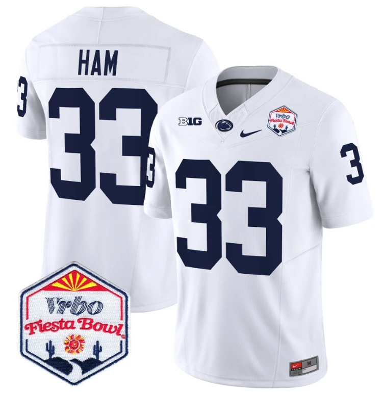 Jack Ham Jersey #33 Penn State 2024 Fiesta Bowl Patch Stitched White by NCAA Football Jersey