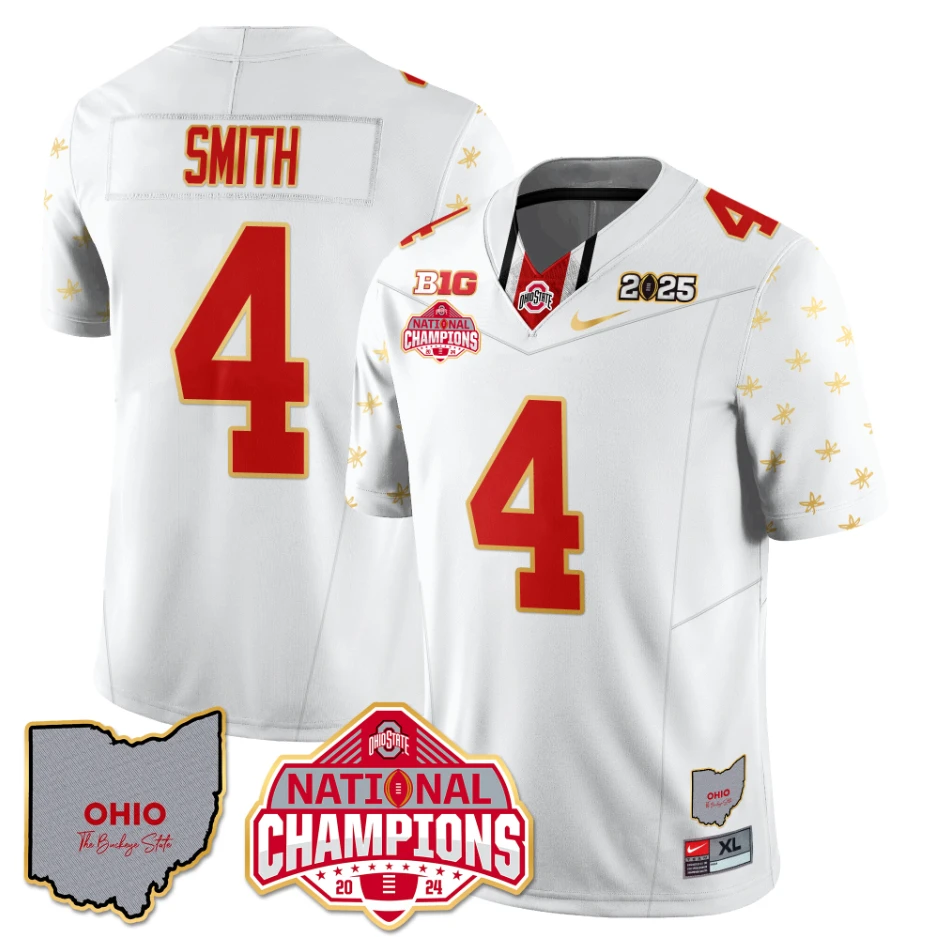 Jeremiah Smith Jersey #4 Ohio State National Champions 2025 Patch White Limited by My Store
