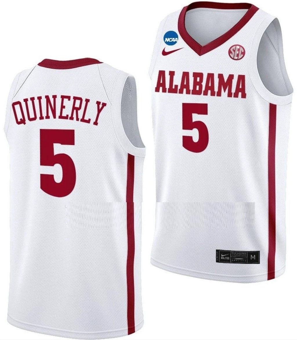 Jahvon Quinerly Jersey Alabama Crimson Tide College Basketball 2023 NCAA March Madness White #5 by My store basketball