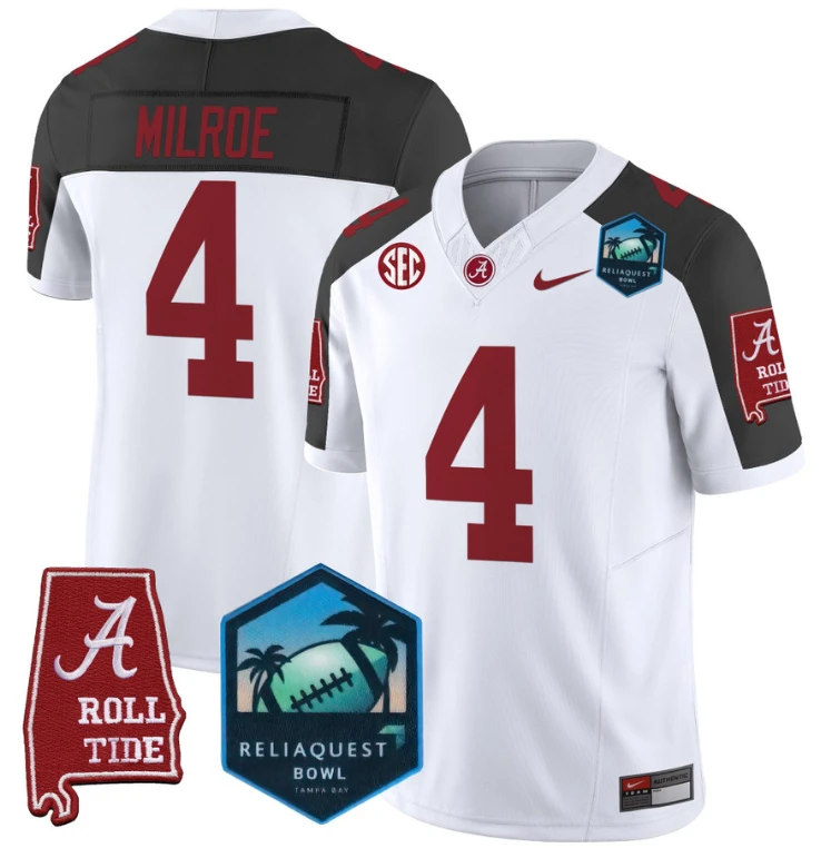 Jalen Milroe Jersey #4 Alabama Crimson Tide 2025 ReliaQuest Bowl Inverted by My Store