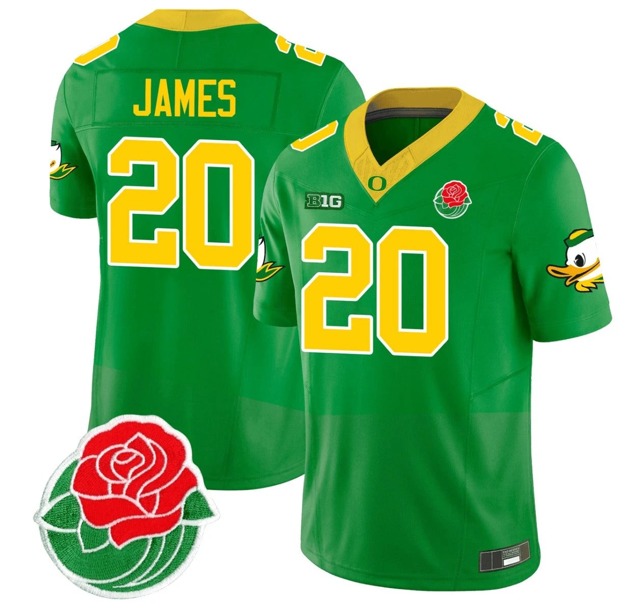 Jordan James Jersey #20 Oregon Ducks Rose Bowl Patch Vapor Football Green by My Store