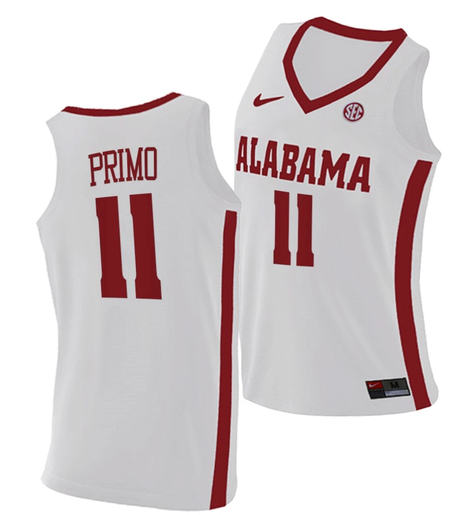 Joshua Primo Jersey Alabama Crimson Tide College Basketball Replica White #11 by My store basketball
