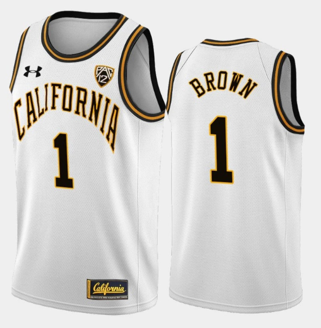 Joel Brown Jersey California Golden Bears College Basketball White #1 by My store basketball