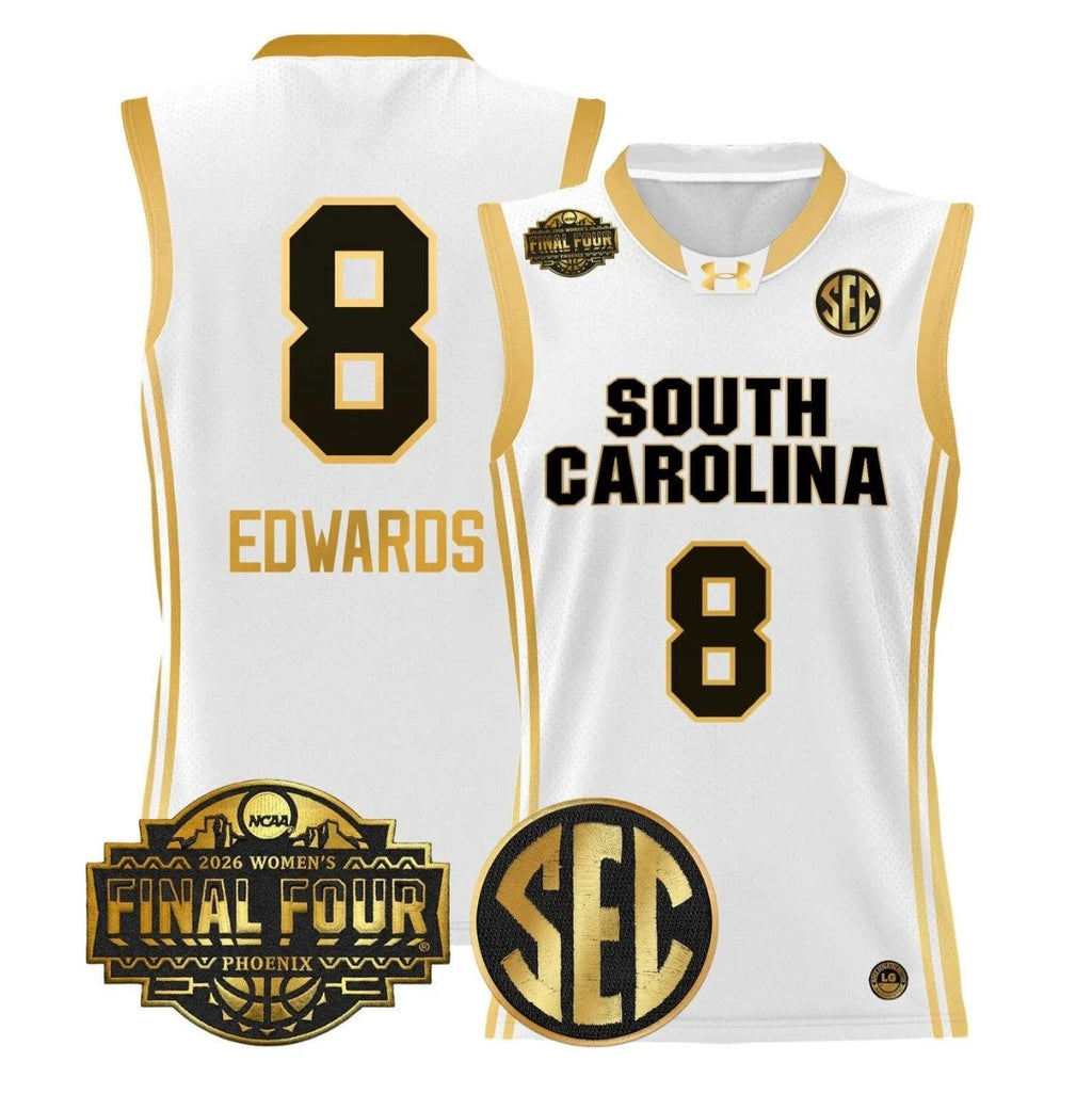 Joyce Edwards Jersey #8 South Carolina 2026 Final Four Stitched White Gold by My store basketball