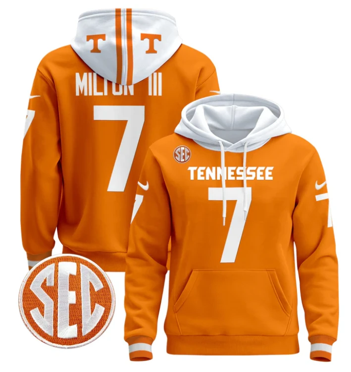 Joe Milton III Hoodie #7 Tennessee Volunteers Pullover Stitched by Hoodie Pullover