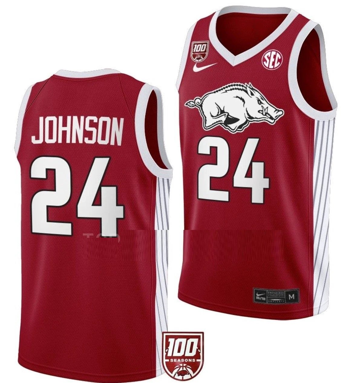 Joe Johnson Jersey Arkansas Razorbacks College Basketball 100 Season #24 by My store basketball