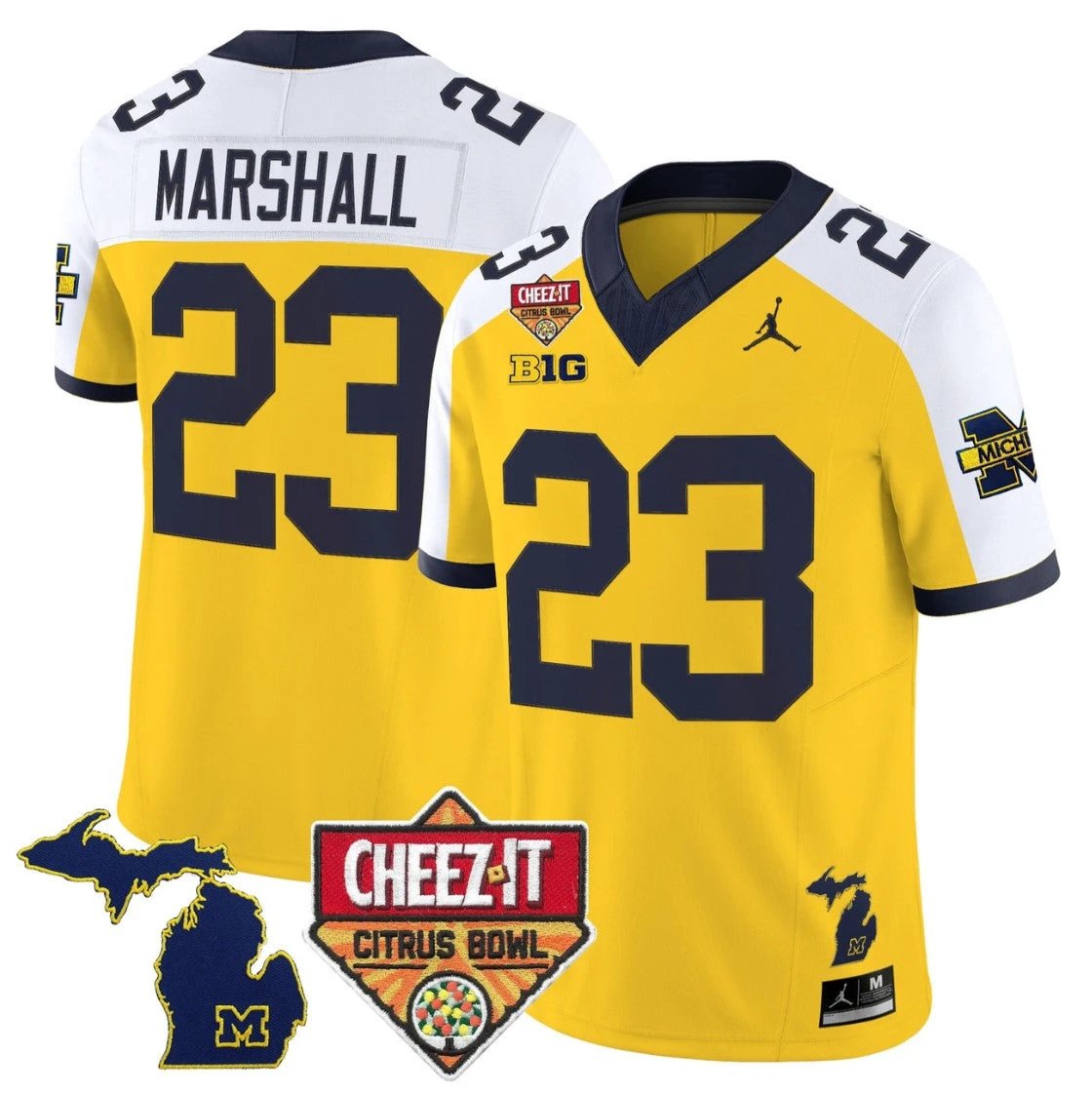 Jordan Marshall Jersey #23 Michigan Wolverines 2025 Cheez-It Citrus Bowl by My Store NCAA Football Jerseys