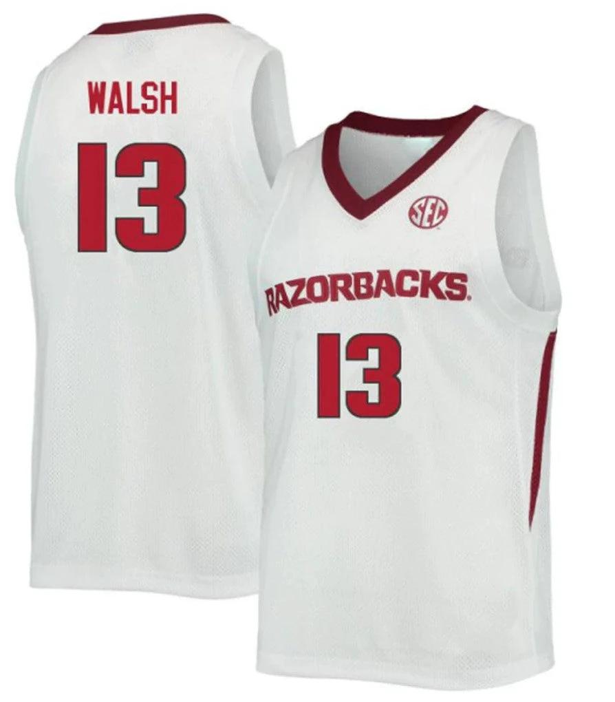 Jordan Walsh Jersey Arkansas Razorbacks College Basketball #13 by My store basketball