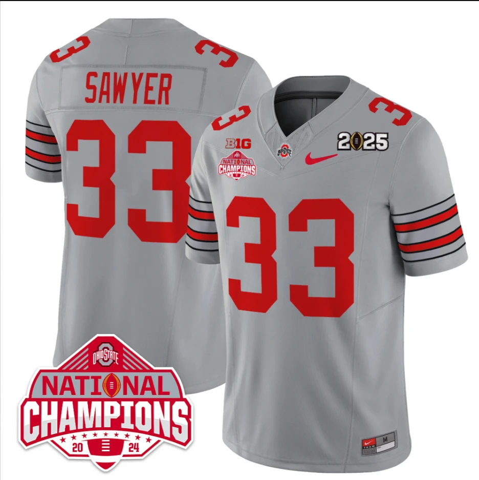 Jack Sawyer Jersey #33 Ohio State 2025 CFP Patch National Champions by My Store NCAA Football Jerseys