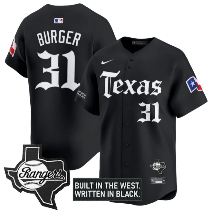 Jake Burger Jersey #31 Texas Rangers Gothic Frontier Edition Vapor Limited Stitched Black by My Store