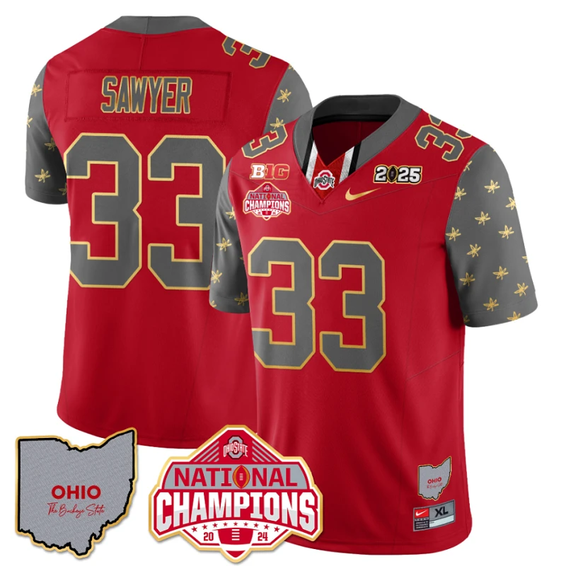 Jack Sawyer Jersey #33 Ohio State National Champions 2025 Patch Red by My Store
