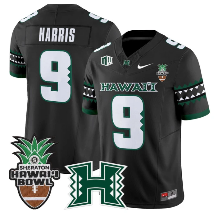 Jackson Harris Jersey #9 Hawai'i Rainbow 2025 Hawai'i Bowl Stitched by My Store NCAA Football Jerseys