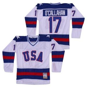 Jack O callahan #17 Team Usa Miracle On Ice Hockey Jersey White by Hockey David