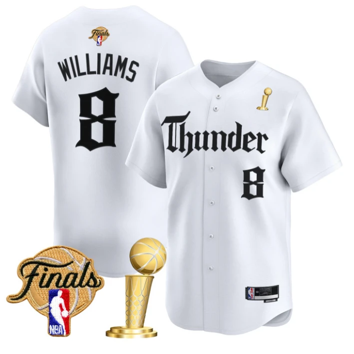 Jalen Williams Jersey #8 Oklahoma City Thunder Gothic Storm 2025 Champions White by My Store