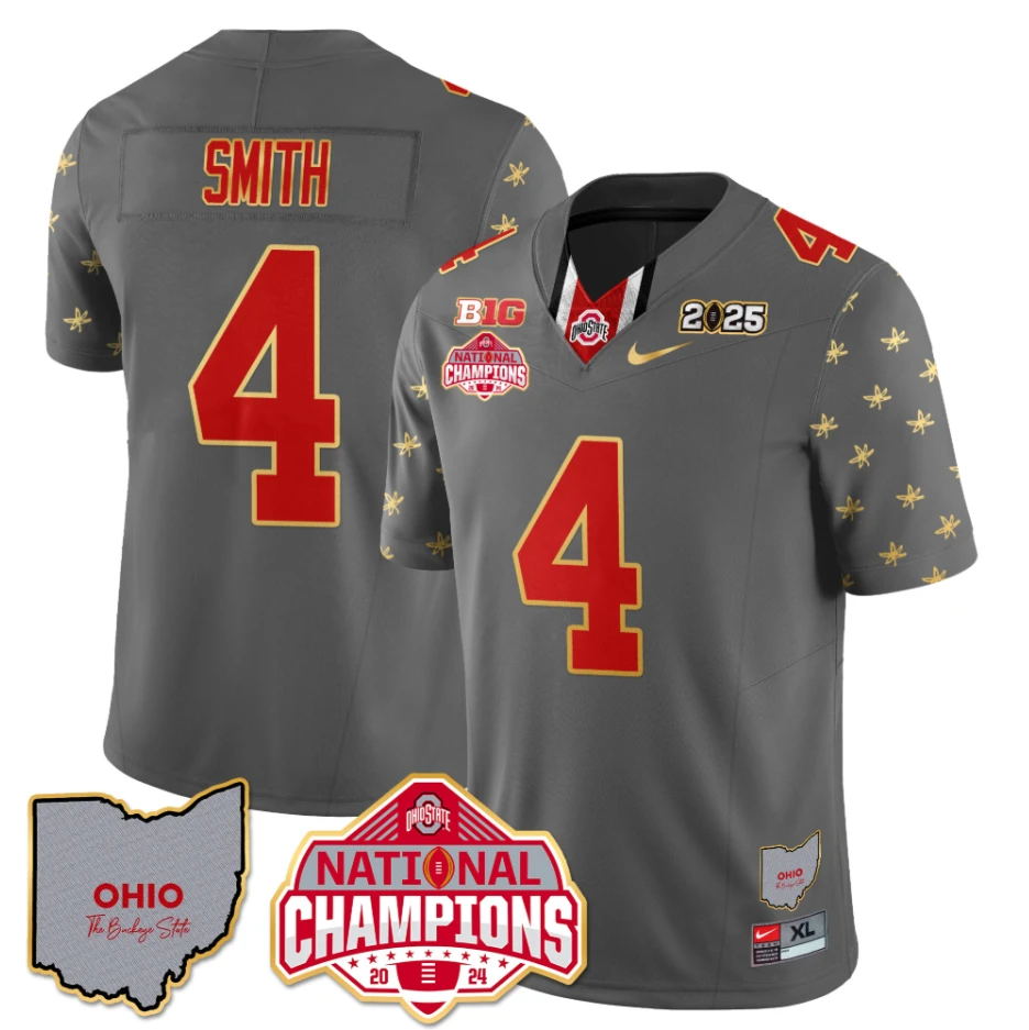 Jeremiah Smith Jersey #4 Ohio State National Champions 2025 Patch by My Store NCAA Football Jerseys