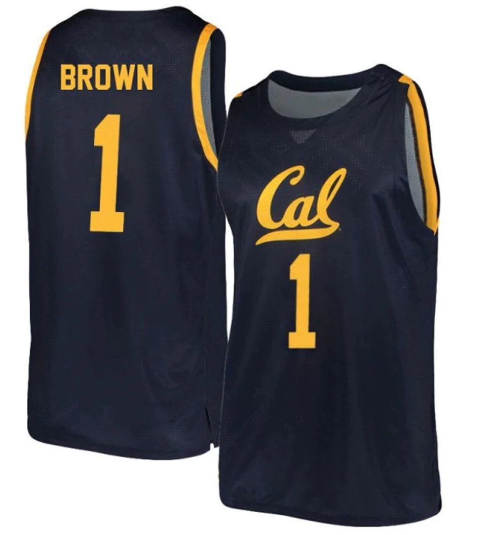 Joel Brown Jersey California Golden Bears College Basketball Navy #1 by My store basketball