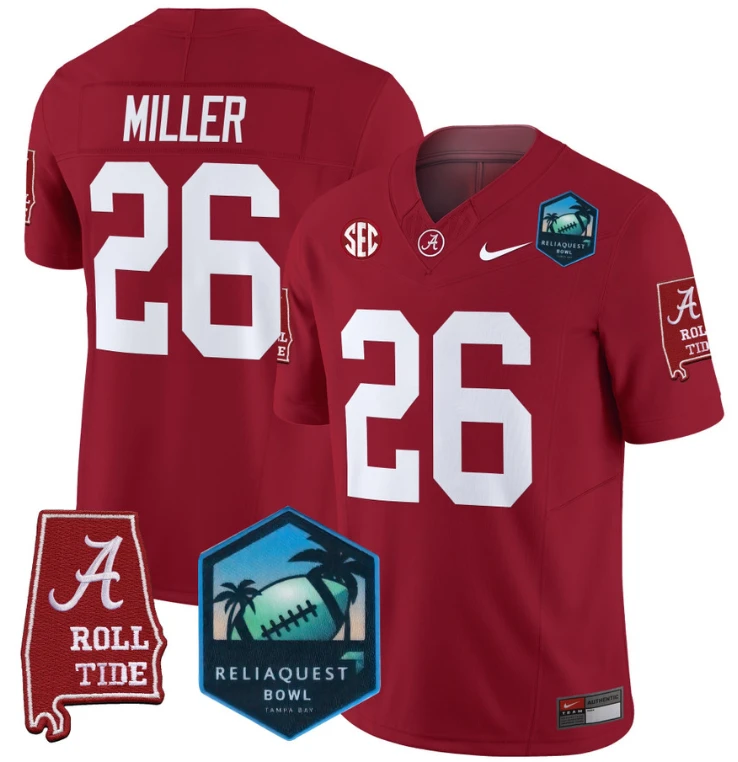 Jam Miller Jersey #26 Alabama Crimson Tide 2025 ReliaQuest Bowl Crimson by My Store