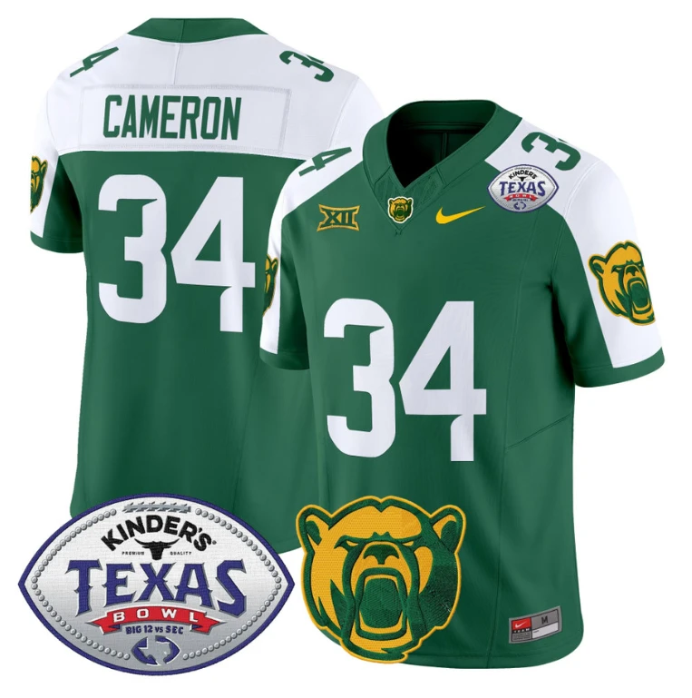 Josh Cameron Jersey #34 Baylor Bears 2024 Texas Bowl Football Green Alternate by My Store
