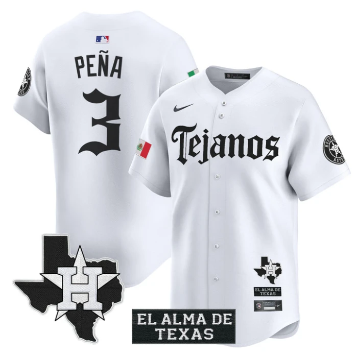 Jeremy Pena Jersey #3 Houston Astros Mexico Tejano Barrio Style Vapor Limited Stitched White by My Store