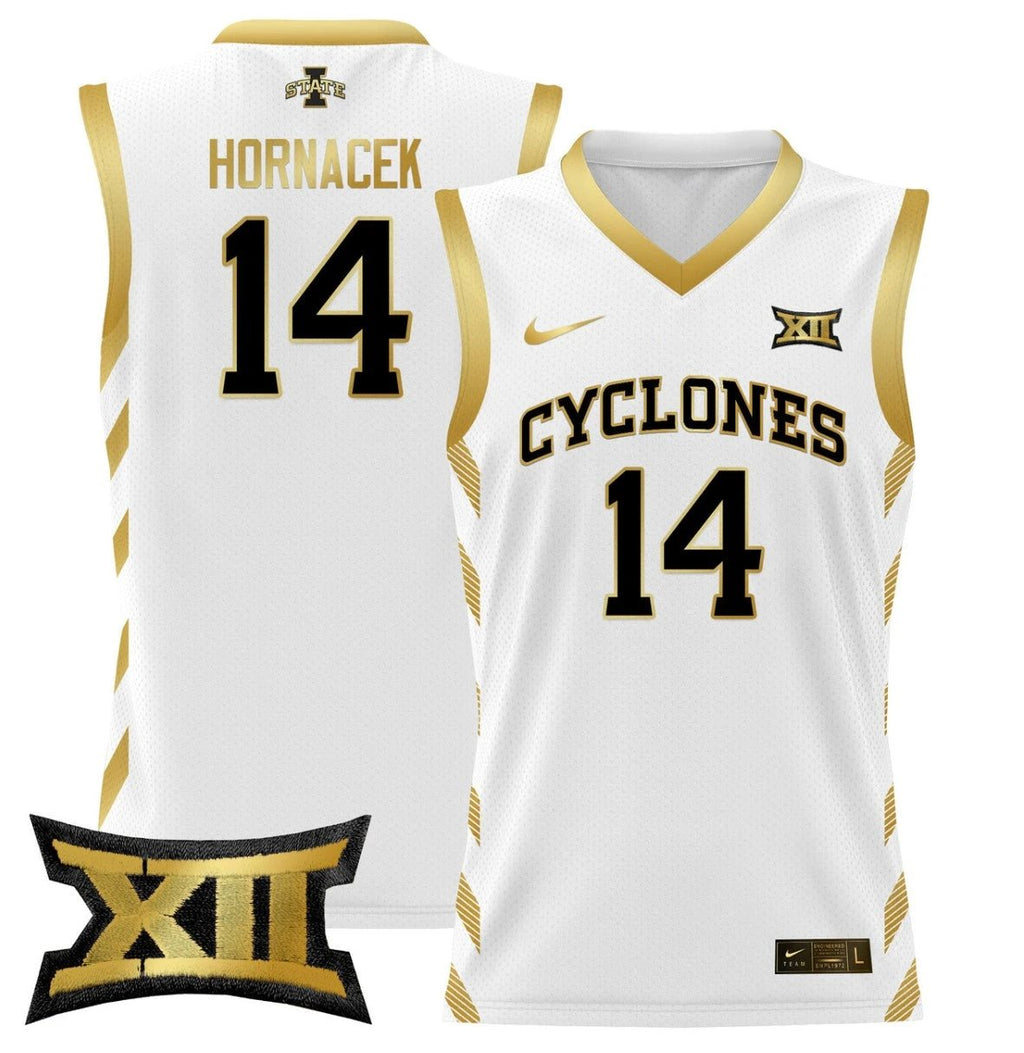 Jeff Hornacek Jersey #14 Iowa State 2024 Lightweight Basketball White Gold by My store basketball