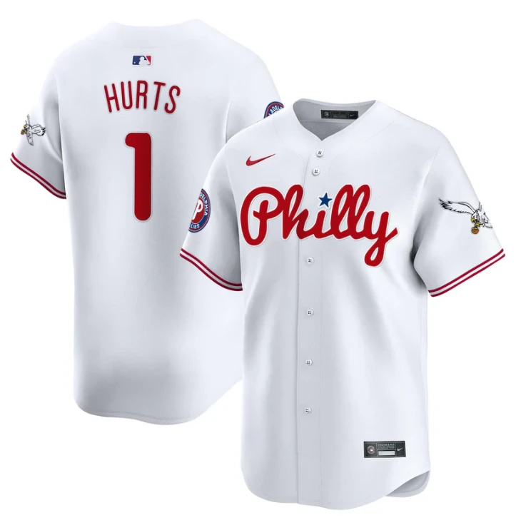 Jalen Hurts Jersey #1 Phillies and Eagles Vapor Premier Limited Stitched White by My Store