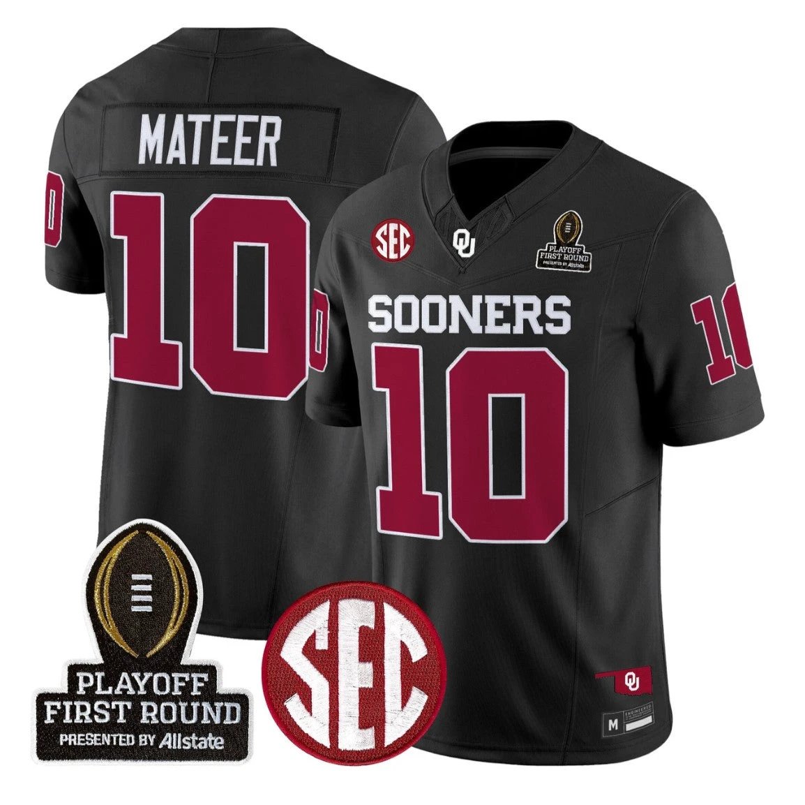 John Mateer Jersey #10 Oklahoma Sooners 2025 Playoff First Round Stitched by My Store NCAA Football Jerseys