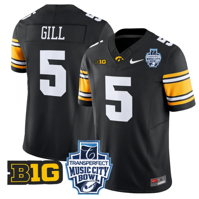 Jay Higgins Jersey #34 Iowa Hawkeyes 2024 Music City Bowl Patch Gold by My Store