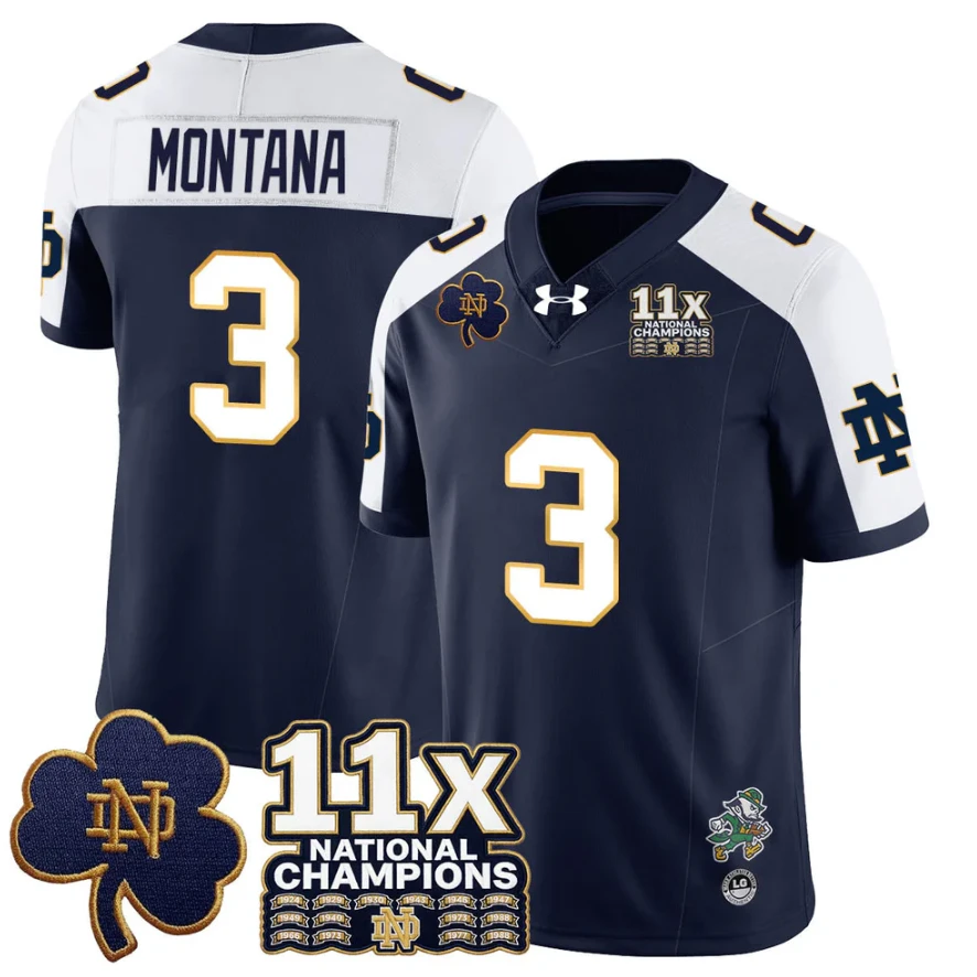 Joe Montana Jersey #3 Notre Dame 11x-Time National Champions Stitched by My Store NCAA Football Jerseys