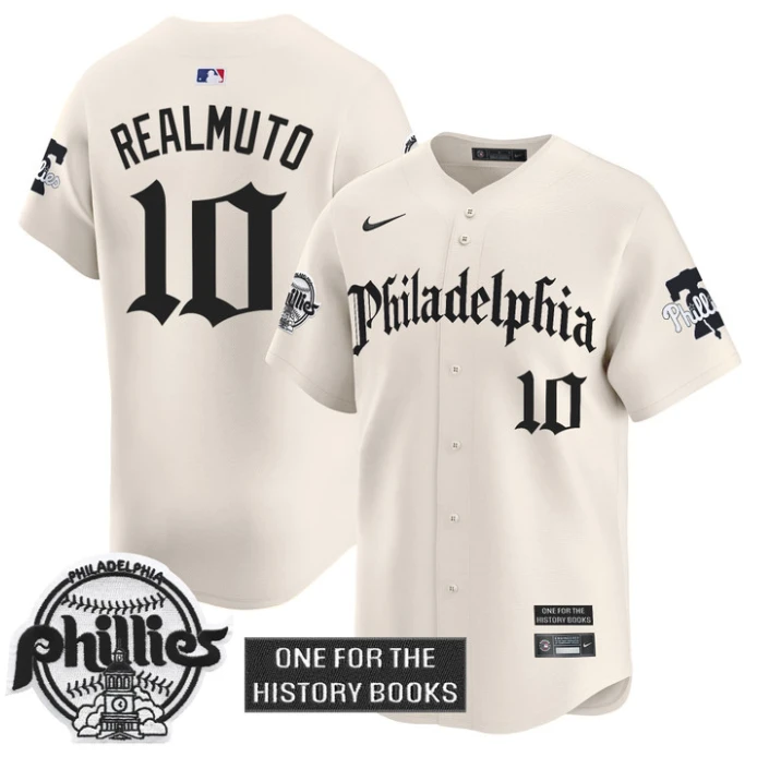 J.T.Realmuto Jersey #10 Phillies Retro Newspaper Edition Vapor Premier Limited Stitched Cream by My Store