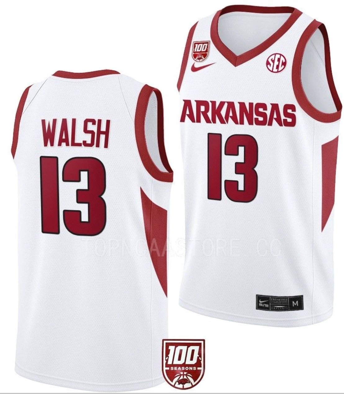 Jordan Walsh Jersey Arkansas Razorbacks College Basketball 100 Season #13 by My store basketball